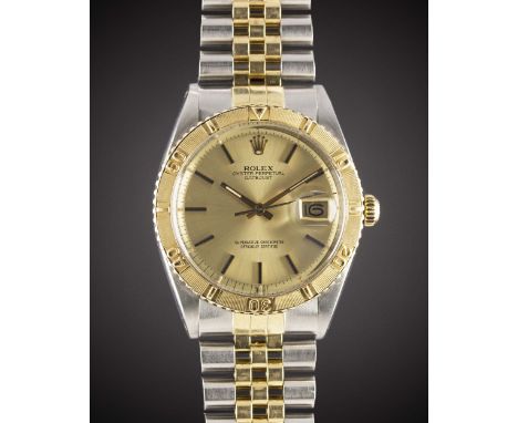 A GENTLEMAN'S STEEL & GOLD ROLEX OYSTER PERPETUAL DATEJUST TURNOGRAPH BRACELET WATCHCIRCA 1977, REF. 1625Movement: 26J, autom