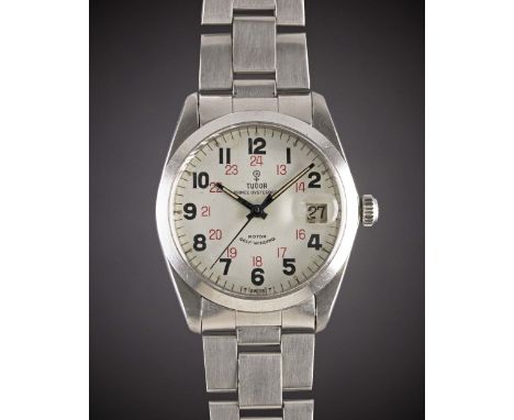A RARE GENTLEMAN'S STAINLESS STEEL ROLEX TUDOR PRINCE OYSTERDATE "RAIL ROAD" BRACELET WATCHCIRCA 1966, REF. 7996 WITH 24 HOUR
