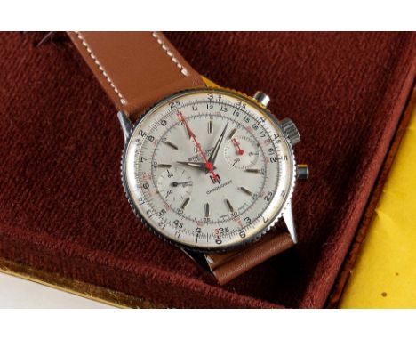 A RARE GENTLEMAN'S STAINLESS STEEL BREITLING LIP CHRONOMAT CHRONOGRAPH WRIST WATCHCIRCA 1967, REF. 808 WITH CO-BRANDED DIAL, 