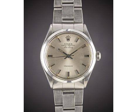 A GENTLEMAN'S STAINLESS STEEL ROLEX OYSTER PERPETUAL AIR KING PRECISION BRACELET WATCHDATED 1972, REF. 5500 WITH ORIGINAL BOX