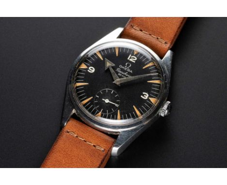 A RARE GENTLEMAN'S STAINLESS STEEL OMEGA RANCHERO WRIST WATCHCIRCA 1958, REF. 2990 1 WITH BLACK DIAL & "BROAD ARROW" HANDSMov