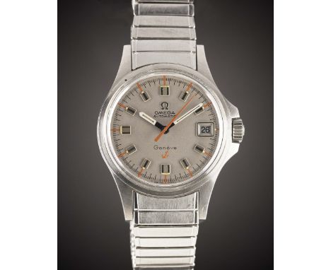 A GENTLEMAN'S STAINLESS STEEL OMEGA GENEVE "ADMIRALTY" BRACELET WATCHCIRCA 1968, REF. 166.038 WITH GREY DIALMovement: 24J, au