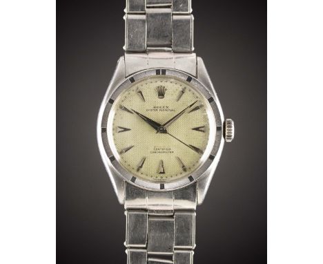 A GENTLEMAN'S STAINLESS STEEL ROLEX OYSTER PERPETUAL BRACELET WATCHCIRCA 1952, REF. 6103 OFFICIALLY CERTIFIED CHRONOMETER WIT