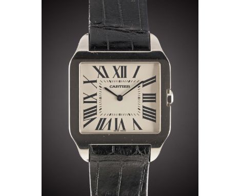 A GENTLEMAN'S 18K SOLID WHITE GOLD CARTIER SANTOS DUMONT WRIST WATCHCIRCA 2008, REF. 2651Movement: Manual wind, cal. 430 MC, 