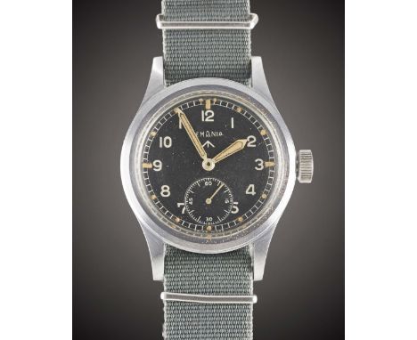 A GENTLEMAN'S BRITISH MILITARY LEMANIA W.W.W. WRIST WATCHCIRCA 1940s, PART OF THE "DIRTY DOZEN"Movement: Manual wind, cal. 27