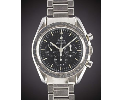 A RARE GENTLEMAN'S STAINLESS STEEL OMEGA SPEEDMASTER PROFESSIONAL CHRONOGRAPH BRACELET WATCHCIRCA 1971, REF. 145.022-69 ST WI