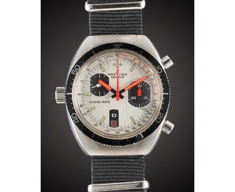 A GENTLEMAN'S STAINLESS STEEL BREITLING CHRONO-MATIC CHRONOGRAPH WRIST WATCHCIRCA 1969, REF. 2112-15 WITH BRUSHED SILVER DIAL