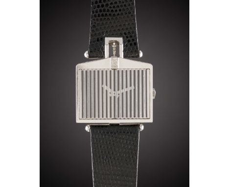 A RARE GENTLEMAN'S 18K SOLID WHITE GOLD CORUM ROLLS ROYCE "SPIRIT OF ECSTASY" WRIST WATCHCIRCA 1970s, REF. 55595Movement: Man