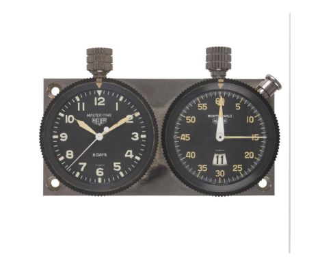 A RARE HEUER DOUBLE DASHBOARD SETCIRCA 1960s, CONSISTING OF A MASTER-TIME 8 DAYS TIMEPIECE AND A MONTE CARLO TIMERMovements: 