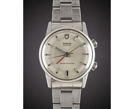 A GENTLEMAN'S STAINLESS STEEL ROLEX TUDOR ADVISOR ALARM BRACELET WATCHCIRCA 1983, REF. 10050Movement: 17J, manual wind, cal. 