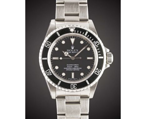 A GENTLEMAN'S STAINLESS STEEL ROLEX OYSTER PERPETUAL SUBMARINER CHRONOMETER BRACELET WATCHCIRCA 2008, REF. 14060M "FOUR LINER