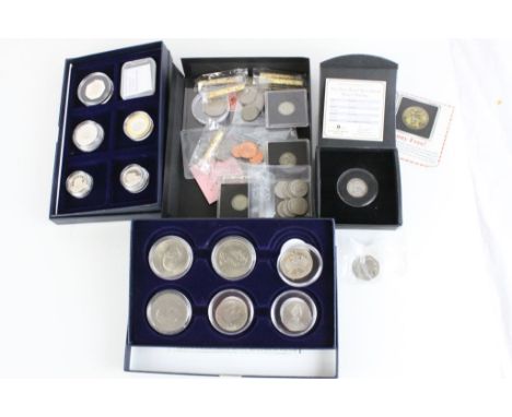 Three boxes of mixed coinage etc to include; 10 Marks 1972, Silver proof £1, £2 and Fifty Pence coins, Roman coin, vintage UK