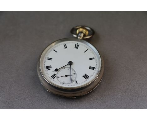 George V J W Benson silver open face key wind pocket watch, white enamel dial and subsidiary seconds dial (hairline crack to 