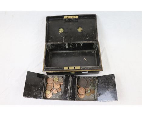 Metal cash tin of mixed vintage and ancient coinage to include; Roman, Georgian & Victorian silver etc, Copper to include Car