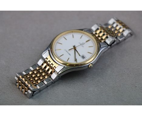 Gents Quartz Stainless Steel Omega Seamaster with sweep seconds hand and date box at the three position, movement Omega marke