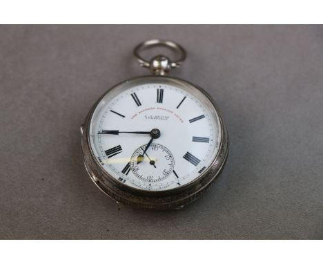 Late Victorian The Express English Lever silver open face key wind pocket watch, white enamel dial and subsidiary seconds dia