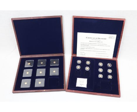 Collection of 18 Windsor Mint Portrait of a Princess Diana 14 carat coins, all in individual cases, 10 with certificates, con