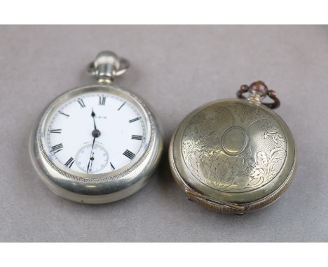 A 19th century silver gilt full hunter pocket watch, the white enamel dial with Arabic symbols and floral swag decoration, sc