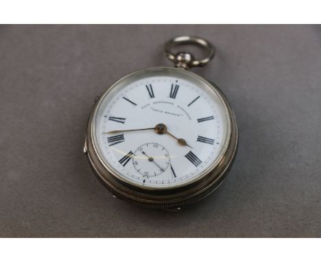 silver open face key wind pocket watch, white enamel dial and subsidiary seconds dial, signed Pain Brothers Hastings "True Br