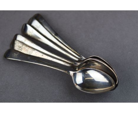 Six George V silver Old English pattern coffee spoons, makers Cooper Brothers & Sons, Sheffield 1923, engraved initial 'R' to