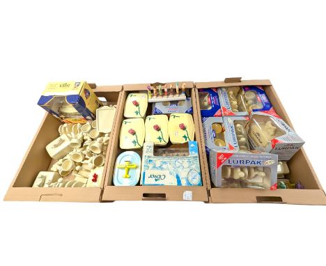 Lurpak and Clover ceramic collectables, including Snow White Seven Dwarves toast racks, Beauty and the Beast butter dishes, e