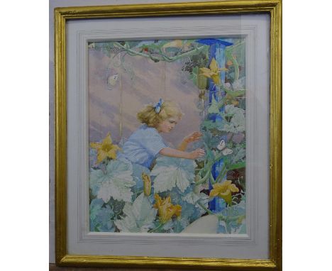 Arthur Henry Buckland (1870-?) RBA Watercolour , child / fairy painting ?Elusion ? Signed and dated ?1939? upper right , titl