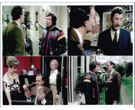 Fawlty towers Seven 10 x 8 photos, all scenes from  the show some signed includes Geoffrey Palmer & Prunella Scales. Good Con