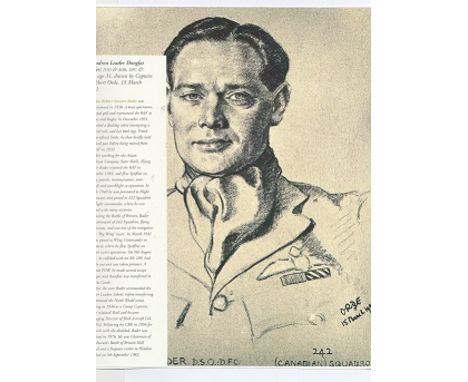 Battle of Britain ephemera Unsigned. Excellent wartime print portrait of the legendary legless fighter leader and ace Group C