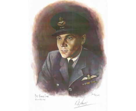 Flt/Lt Richard Jones WW2 RAF Battle of Britain Pilot signed colour print 12 x 8 inch signed in Pencil. Image of him in unifor