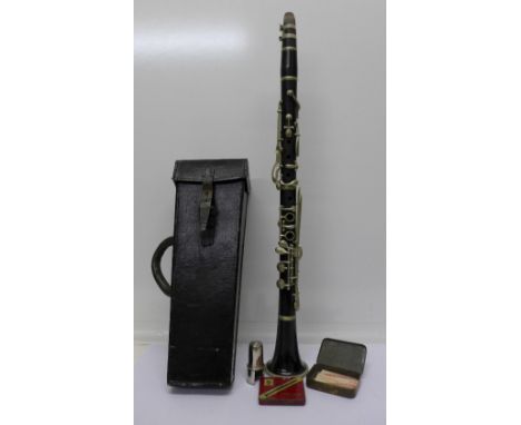 An early 20th Century clarinet, marked Jerôme, Thibouville Lamy, cased