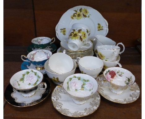 Five cabinet cups and saucers and a Duchess Barnaby six setting china tea service