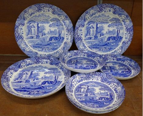 Seven items of Spode Italian china, diameter of large plate 32.5cm