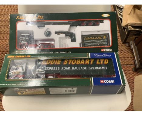 TWO MINT AND BOXED EDDIE STOBART MODELS TO INCLUDE A CC12610 SCAMMELL CRUSADER 3 AXLE LOW LOADER AND A CC13405 MAN TGA XL STE