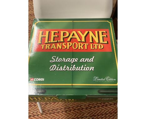A LIMITED EDITION BOXED CORGI SET H E PAYNE TO INCLUDE A SCANIA TOPLINE 124/420 TRACTOR UNIT, A VOLVO FH GLOBETROTTER TRACTOR