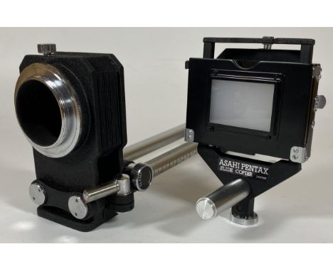 TWO VINTAGE PENTAX CAMERA ATTACHEMENTS -ASAHI PENTAX SLIDE COPIER &amp; ASAHI PENTAX BELLOWS II 