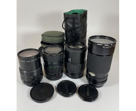 A GROUP OF FOUR VINTAGE CAMERA LENS' - PENTACON AUTO, PENTAX A ZOOM, MINOLTA AF ZOOM &amp; TOKINA AT-X 