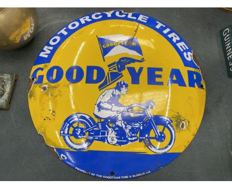 A GOODYEAR ENAMEL SIGN, DIAMETER 29.5CM 