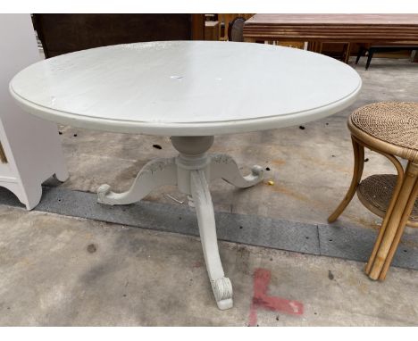 A MODERN PAINTED TRIPOD DINING TABLE, 48" DIAMETER 