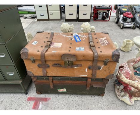 TWO VINTAGE LEATHER TRAVEL CASES 