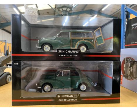 TWO BOXED MINICHAMPS 1:18 SCALE DIECAST CAR MODELS 