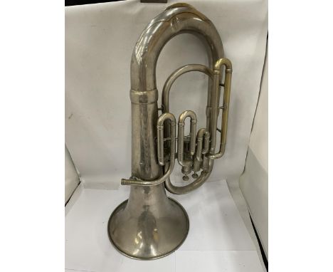 A VINTAGE SILVER PLATED TUBA 