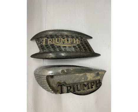 TWO VINTAGE TRIUMPH BIKE BADGES 