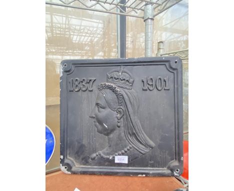 A VINTAGE CAST ALLOY 'QUEEN VICTORIA' PLAQUE 