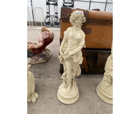 AN AS NEW EX DISPLAY CONCRETE 'FLOWER LADY' FIGURE *PLEASE NOTE VAT TO BE PAID ON THIS ITEM* 