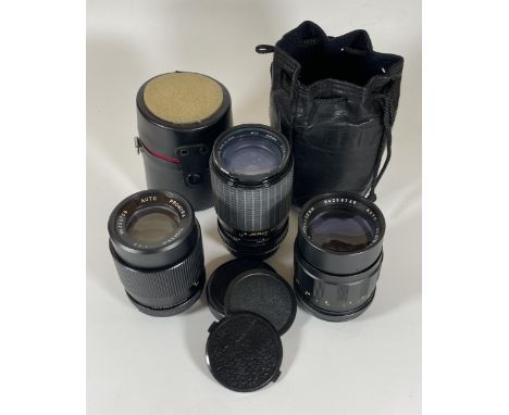 A GROUP OF THREE VINTAGE CAMERA LENS' - PROMURA AUTO F=135MM 1:3.5, SIGMA ZOOM-AIII 1:3.5-4.5 F=35-135MM &amp; ALBINAR SPECIA