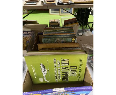 A QUANTITY OF VINTAGE BOOKS TO INCLUDE LADYBIRD AND OBSERVERS 