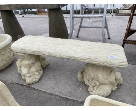AN AS NEW EX DISPLAY CONCRETE WOODLAND BENCH *PLEASE NOTE VAT TO BE PAID ON THIS ITEM* 