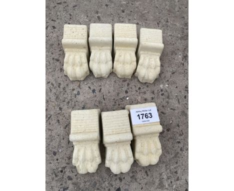 AN AS NEW EX DISPLAY CONCRETE SET OF EIGHT LION PAW FEET  *PLEASE NOTE VAT TO BE PAID ON THIS ITEM* 