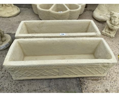 TWO AS NEW EX DISPLAY CONCRETE LATTICE TROUGH PLANTERS  *PLEASE NOTE VAT TO BE PAID ON THIS ITEM* 