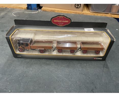A 1/50 CORGI VINTAGE GLORY FODEN STEAM WAGON AND TWO TRAILERS 